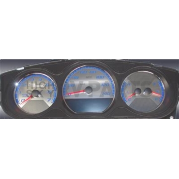 US Speedo Gauge Face Overlay - Silver Daytime Color/ Blue Letter Color - SSMON06B