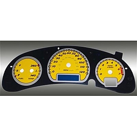 US Speedo Gauge Face Overlay - Yellow Daytime Color/ Black Letter Color - MON053