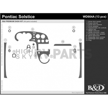 B & I Fender Dash Panel Trim WD664ARBA-1