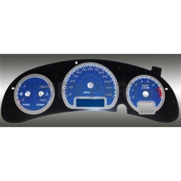 US Speedo Gauge Face Overlay - Blue Daytime Color/ White Letter Color - MON054