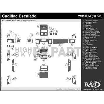 B & I Fender Dash Panel Trim WD1008ASCA