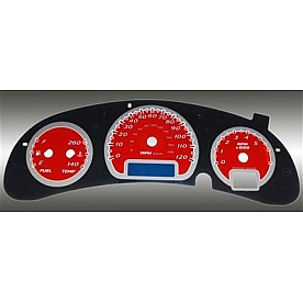 US Speedo Gauge Face Overlay - Red Daytime Color/ White Letter Color - MON055