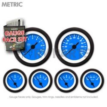 Aurora Instuments Gauge Face Overlay - Fiber Blue Daytime Color/ White Letter Color - 8388