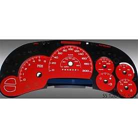 US Speedo Gauge Face Overlay - Red Daytime Color/ White Letter Color - SS1200635