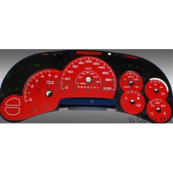 US Speedo Gauge Face Overlay - Red Daytime Color/ White Letter Color - SS1200635