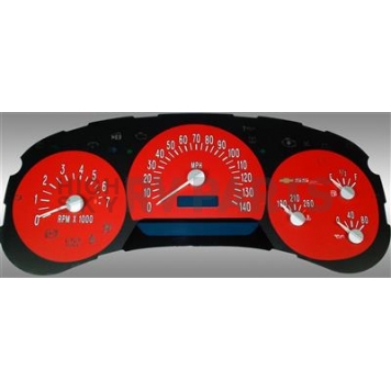US Speedo Gauge Face Overlay - Red Daytime Color/ White Letter Color - SSR055