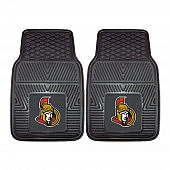 Fan Mat Floor Mat - Universal Fit Black Vinyl Set of 2 - 10427