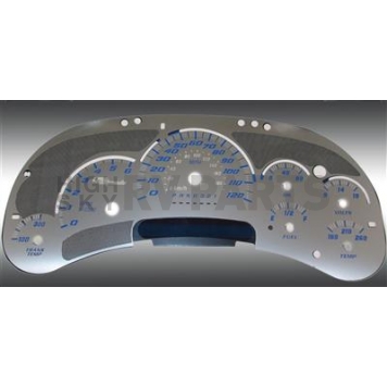 US Speedo Gauge Face Overlay - Silver Daytime Color/ Blue Letter Color - SSGM12B
