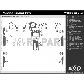 B & I Fender Dash Panel Trim WD521BRBA-1