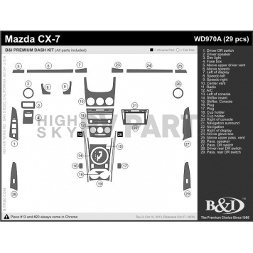 B & I Fender Dash Panel Trim WD970ADRW-1