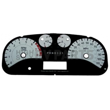 US Speedo Gauge Face Overlay - Silver Daytime Color/ Black Letter Color - H3062