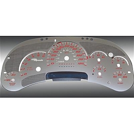 US Speedo Gauge Face Overlay - Silver Daytime Color/ Red Letter Color - SSGM12R