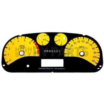 US Speedo Gauge Face Overlay - Yellow Daytime Color/ Black Letter Color - H3063