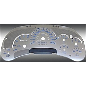 US Speedo Gauge Face Overlay - Silver Daytime Color/ Blue Letter Color - SSGM13B