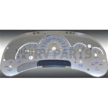 US Speedo Gauge Face Overlay - Silver Daytime Color/ Blue Letter Color - SSGM13B