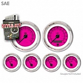 Aurora Instuments Gauge Face Overlay - Fiber Pink Daytime Color/ Black Letter Color - 1461
