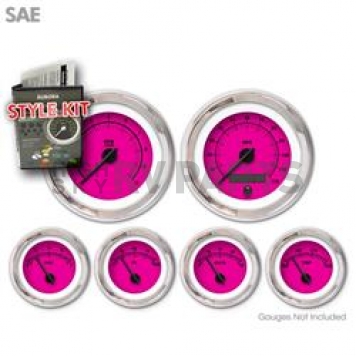 Aurora Instuments Gauge Face Overlay - Fiber Pink Daytime Color/ Black Letter Color - 1461