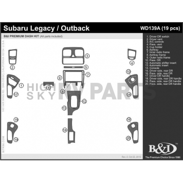 B & I Fender Dash Panel Trim WD139ASA2-1
