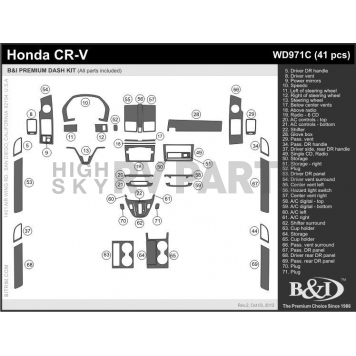 B & I Fender Dash Panel Trim WD971CSNB
