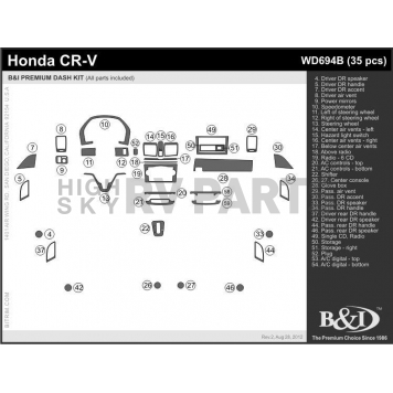 B & I Fender Dash Panel Trim WD694BSDB-1