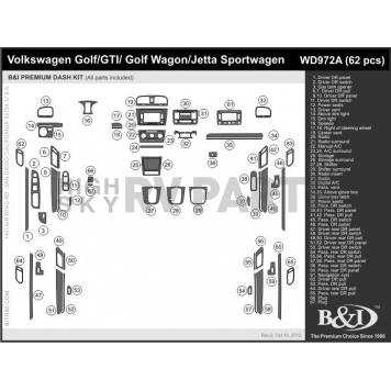 B & I Fender Dash Panel Trim WD972ASDB