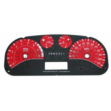 US Speedo Gauge Face Overlay - Red Daytime Color/ White Letter Color - H3065