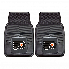 Fan Mat Floor Mat - Universal Fit Black Vinyl Set of 2 - 10486