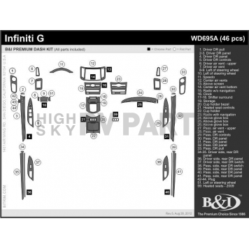B & I Fender Dash Panel Trim WD695ASDB