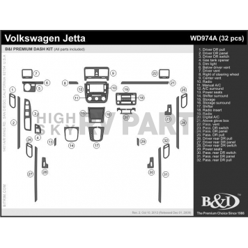 B & I Fender Dash Panel Trim WD974ARBA
