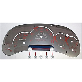US Speedo Gauge Face Overlay - Silver Daytime Color/ Red Letter Color - SSGM15R