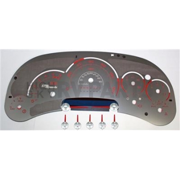 US Speedo Gauge Face Overlay - Silver Daytime Color/ Red Letter Color - SSGM15R
