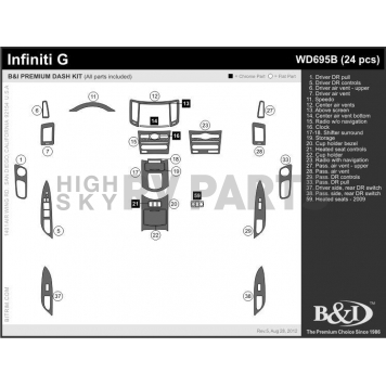 B & I Fender Dash Panel Trim WD695BRBA