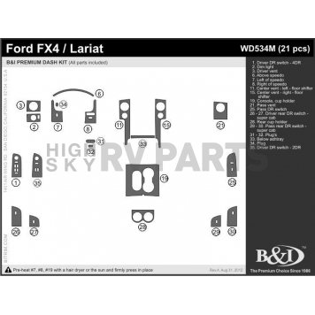 B & I Fender Dash Panel Trim WD534MDC3