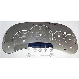 US Speedo Gauge Face Overlay - Silver Daytime Color/ White Letter Color - SSGM15W