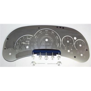 US Speedo Gauge Face Overlay - Silver Daytime Color/ White Letter Color - SSGM15W