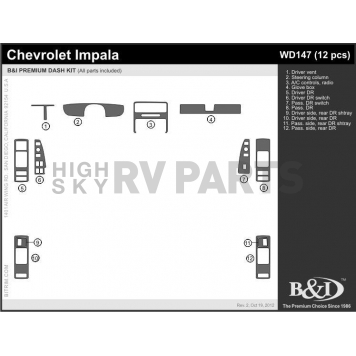 B & I Fender Dash Panel Trim WD147SPS-1