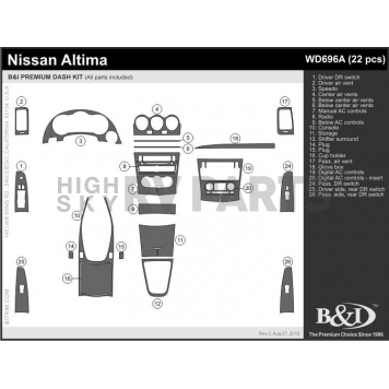 B & I Fender Dash Panel Trim WD696ARBA