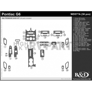 B & I Fender Dash Panel Trim WD577ASDB-1