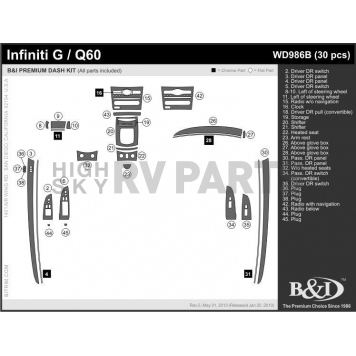 B & I Fender Dash Panel Trim WD986BSDB-1