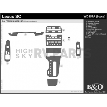 B & I Fender Dash Panel Trim WD157ASC-2