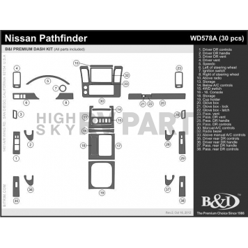 B & I Fender Dash Panel Trim WD578ASDB-1