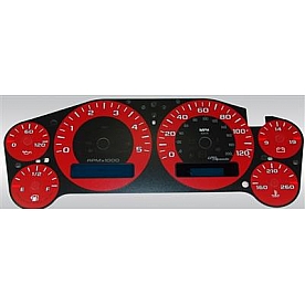 US Speedo Gauge Face Overlay - Red Daytime Color/ White Letter Color - 9001200745