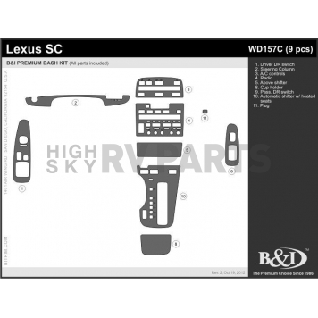 B & I Fender Dash Panel Trim WD157CSC