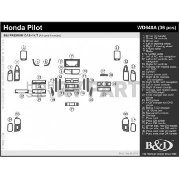 B & I Fender Dash Panel Trim WD640ASDB-1