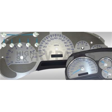 US Speedo Gauge Face Overlay - Silver Daytime Color/ Blue Letter Color - SSGM20B