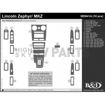 B & I Fender Dash Panel Trim WD641ASLZ-1