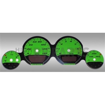 US Speedo Gauge Face Overlay - Green Daytime Color/ White Letter Color - MAG0611