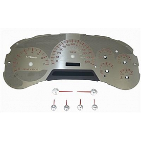US Speedo Gauge Face Overlay - Silver Daytime Color/ Red Letter Color - SSGM20R