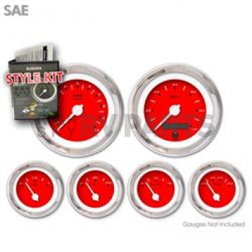 Aurora Instuments Gauge Face Overlay - Fiber Red Daytime Color/ White Letter Color - 1417