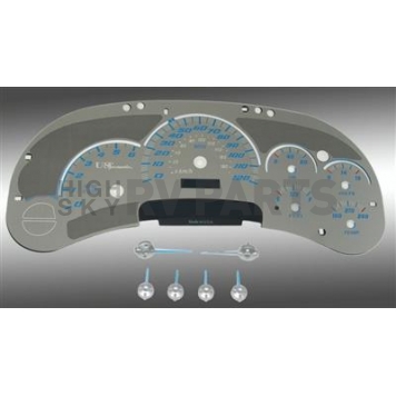 US Speedo Gauge Face Overlay - Silver Daytime Color/ Blue Letter Color - SSGM01BK